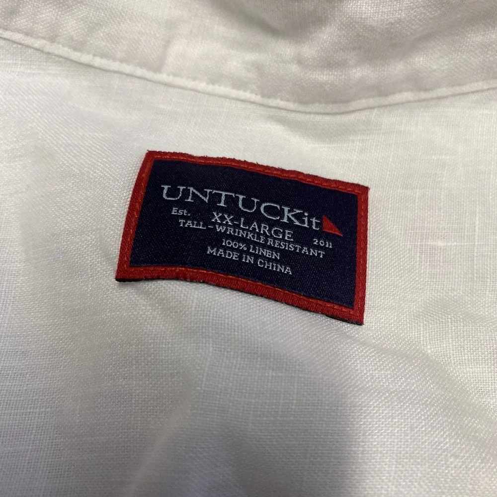 UNTUCKit Linen Shirt Mens 2XL Tall White Long Sleeve‎ Button Up Crianza